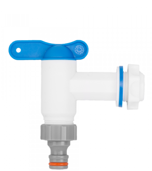 KRAN IBC Z WEJŚCIEM GZ 3/4 " WYJŚCIE GZ 3/4 " + NYPEL - BIAŁY