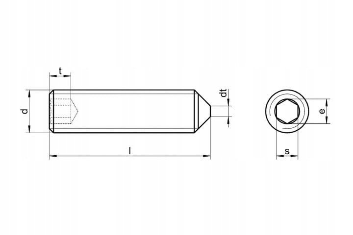 WKRĘT DOCISKOWY STOŻEK M6 x 6 INOX 914 A2 100 szt.