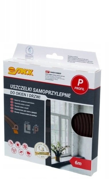 USZCZELKA DO OKIEN DRZWI EPDM TYP P 6 m BRĄZ