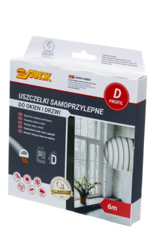 USZCZELKA DO OKIEN DRZWI EPDM TYP D 6 m BIAŁA