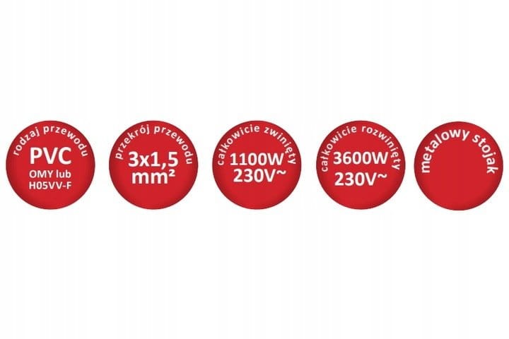 PRZEDŁUŻACZ ZWIJANY BĘBENOWY Z UZIEMIENIEM 4 GNIAZDA 10 m