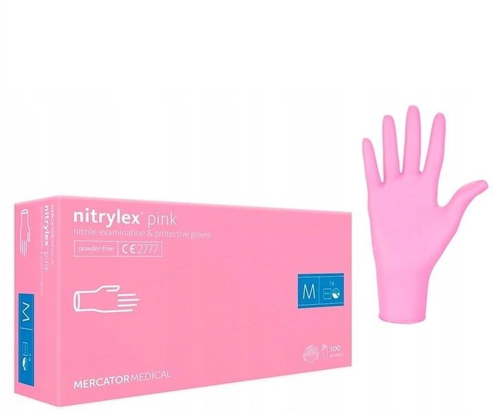 RĘKAWICZKI NITRYLOWE RÓŻOWE r. XS 100 szt.