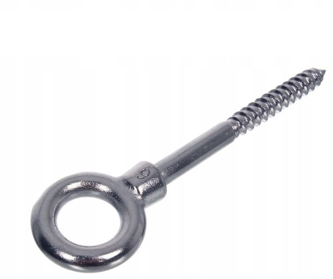 ŚRUBA NIERDZEWA A4 Z UCHEM GWINT DO DREWNA 5 x 50 mm