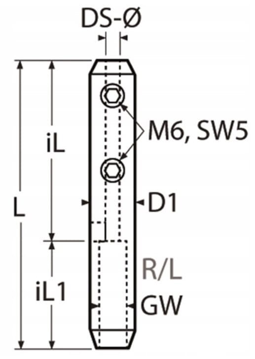ZACISK DO LIN 3/4 mm Z NACIĄGIEM GWINT M6 LEWY