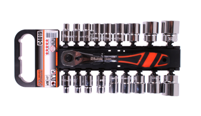 ZESTAW NASADEK 19 ELEMENTÓW 1/2" + GRZECHOTKA