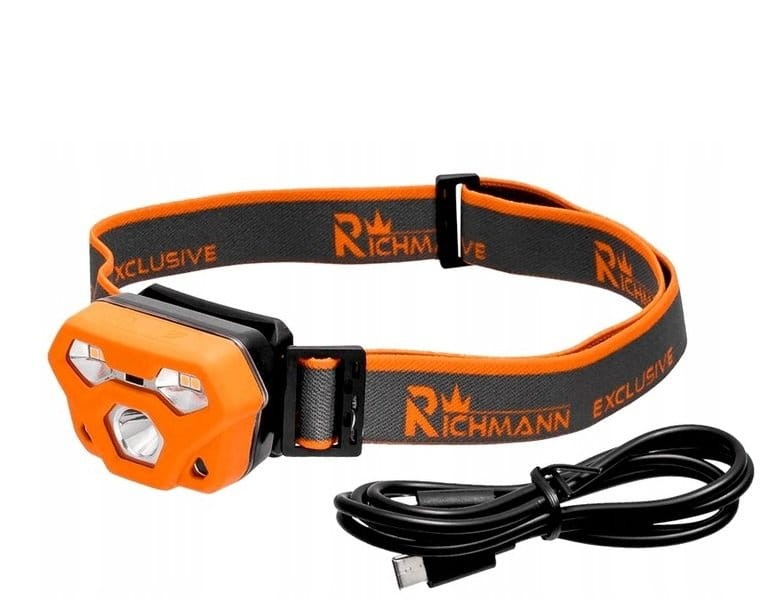LATARKA CZOŁOWA AKUMLATOROWA LED 4W + 2W USB IP65