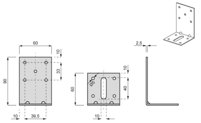 KĄTOWNIK BUDOWLANY 90 x 60 x 60 x 2,5 mm (K)