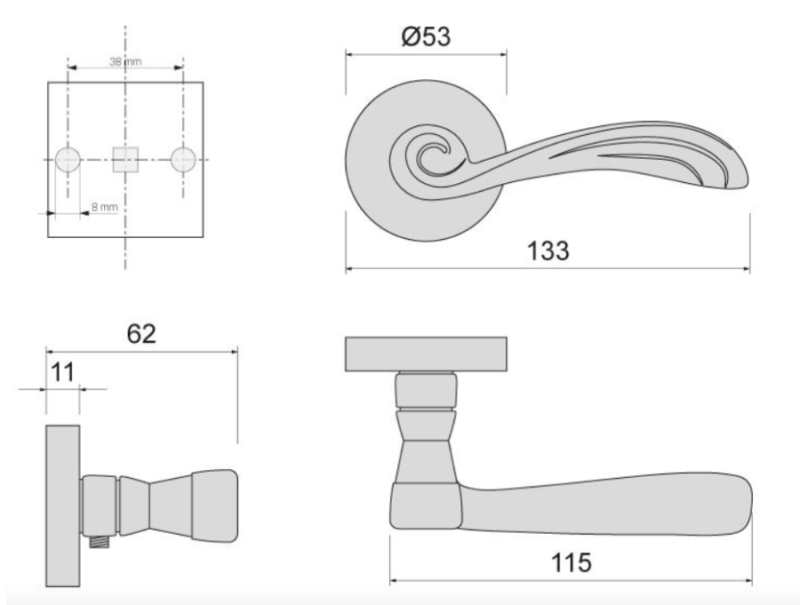 KLAMKA DO DRZWI WEWNĘTRZNYCH K-1451-11 P2 ARTE