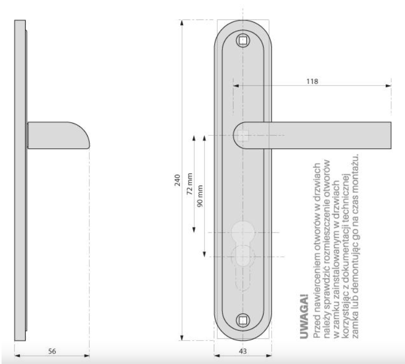 KLAMKA DRZWIOWA K-846-72 G8/G2 TOLEDO