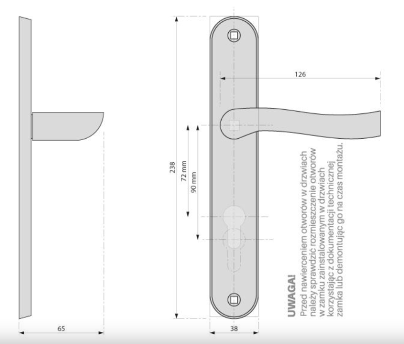 KLAMKA DRZWIOWA K-857-90 G8/G2 LOCA