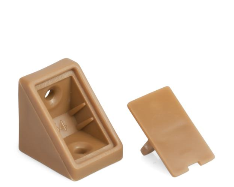 KĄTOWNIK PLASTIKOWY POJEDYNCZY 24 x 24 x 19 mm ORZECH