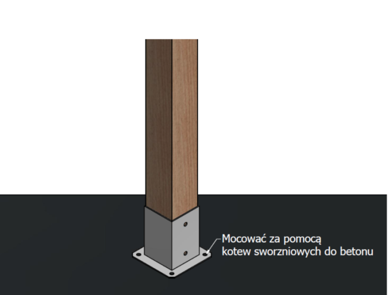 PODSTAWA SŁUPA PRZYKRĘCANA 70 x 70 mm