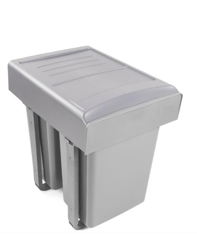 KOSZ NA ŚMIECI WYSUWANY DO SZAFKI 40 2x20L SZARY