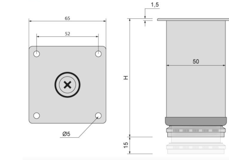 NÓŻKA MEBLOWA OKRĄGŁA DN-795 H-100 ALUMINIUM