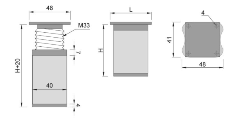 NÓŻKA MEBLOWA KWADRATOWA ALUMINIOWA H-200 BIAŁY/POPIEL