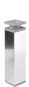 Kwadratowa nóżka aluminiowa H-200 mm - chrom/popiel