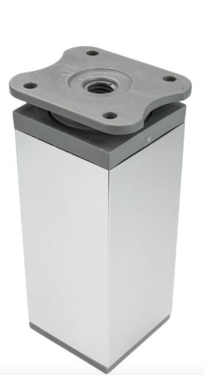NÓŻKA MEBLOWA KWADRATOWA ALUMINIOWA H-100 ALUMINIUM/CZARNY