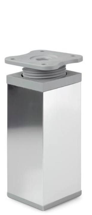 NÓŻKA MEBLOWA KWADRATOWA ALUMINIOWA H-100 CHROM/POPIEL