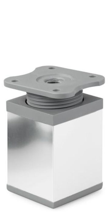 NÓŻKA MEBLOWA KWADRATOWA ALUMINIOWA H-80 CHROM/POPIEL