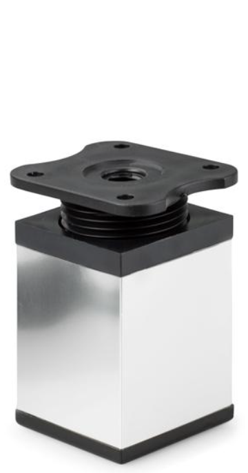 NÓŻKA MEBLOWA KWADRATOWA ALUMINIOWA H-80 CHROM/CZARNY