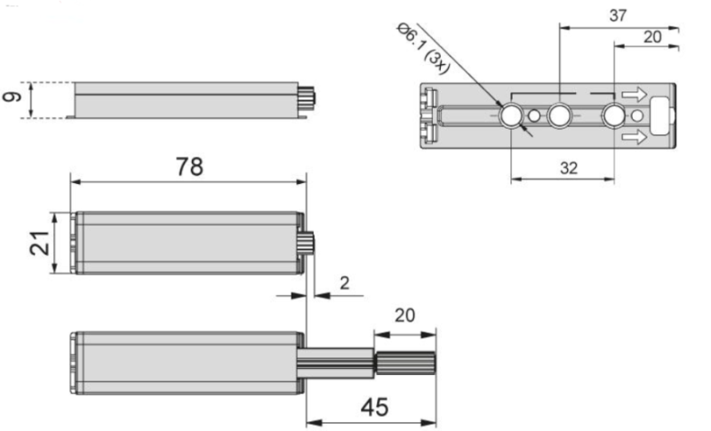 ODBOJNIK MEBLOWY PUSH/OPEN KOŃCÓWKA MAGNETYCZNA