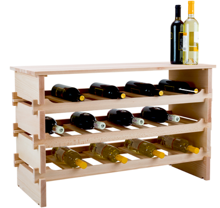 STOJAK NA WINO BUKOWY NOVEM DREWNIANE PRZEGRODY 3 x 8 24 BUTELKI