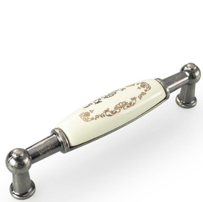 UCHWYT MEBLOWY RETRO UM-098 L-96 G49/M3 ANTYCZNE SREBRO+BIEL