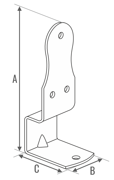 PODSTAWA SŁUPA PRZYKRĘCANA POŁÓWKA 193 x 65 x 80 x 4.0 mm