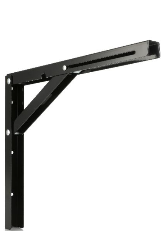 WSPORNIK STALOWY SKŁADANY Z BLOKADĄ 300 x 260 x 1.5 mm CZARNY