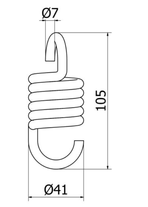 SPRĘŻYNA DO HUŚTAWKI Ø7 5zw fi.41 x 105 mm