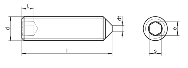 WKRĘT DOCISKOWY NIERDZEWNY STOŻKOWY 120° M5 x 5 mm DIN 914 100 szt.