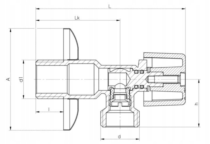 KUREK KĄTOWY CHROMOWANY 1/2" - 1/2"