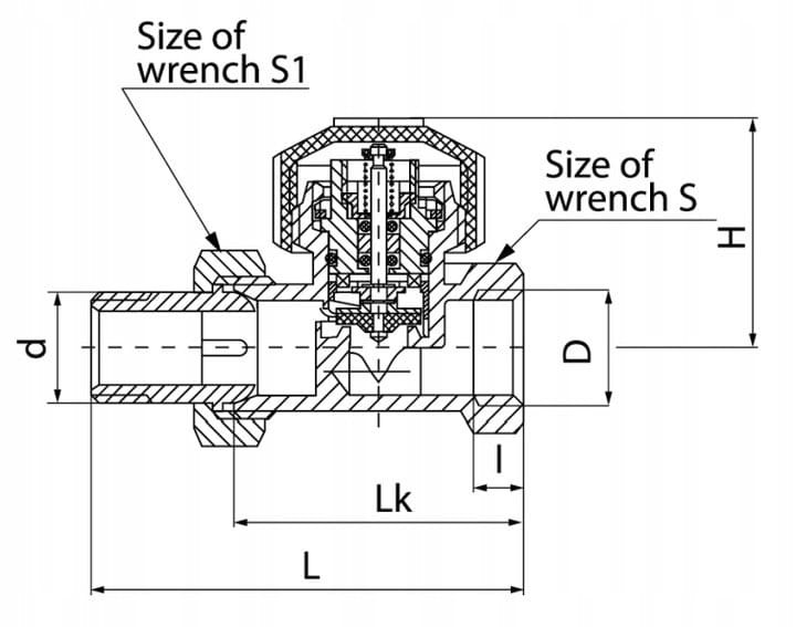 ZAWÓR TERMOSTATYCZNY PROSTY NIKLOWANY 1/2" FP10 typ ZT22