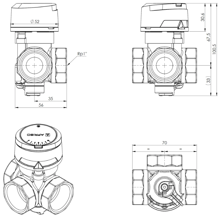 3-DROGOWY OBROTOWY ZAWÓR MIESZAJĄCY ARV 384 VARIO PROCLICK, DN25, RP1"