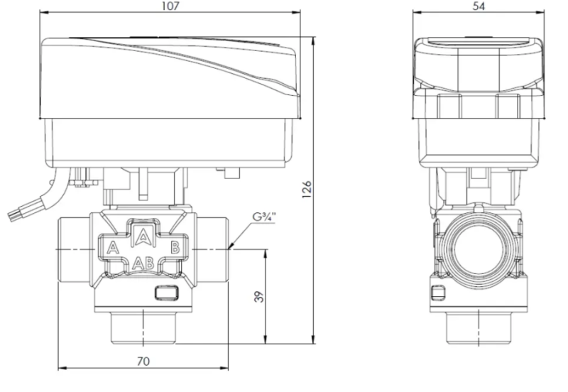 3-DROGOWY ZAWÓR STREFOWY AZV 642, DN15, G3/4", Kvs 8 m3/h
