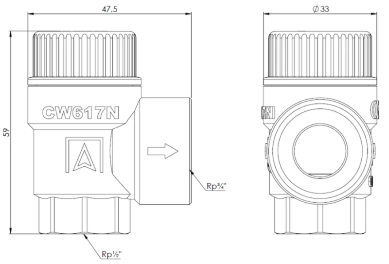 ZAWÓR BEZPIECZEŃSTWA DO C.O 1/2" 2,5 BAR
