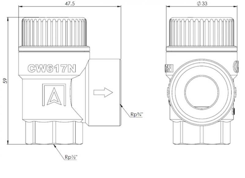 ZAWÓR BEZPIECZEŃSTWA DO C.O 1/2" 6 BAR