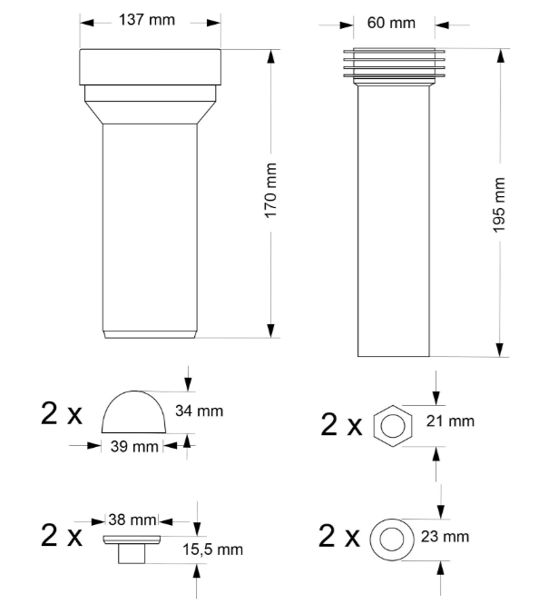 ZESTAW PRZYŁĄCZENIOWY DO SPŁUCZEK PODTYNKOWYCH L-180 mm