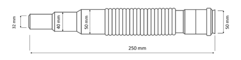 ZŁĄCZE ELASTYCZNE REDUKCYJNE FI50 50/40/32, L– 250 mm Z KIELICHEM