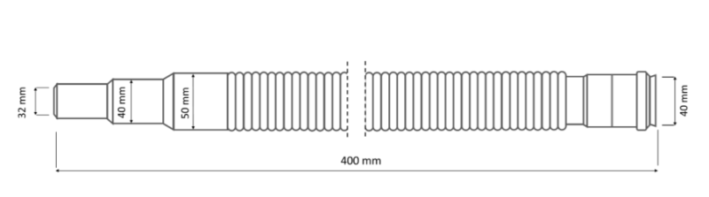 ZŁĄCZE ELASTYCZNE REDUKCYJNE FI40 40/ 50,40,32 - L–400 mm Z KIELICHEM
