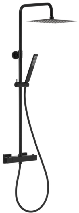 DESZCZOWNIA PREMIUM Z BATERIĄ NATRYSKOWĄ TERMOSTATYCZNĄ LOGON BLACK
