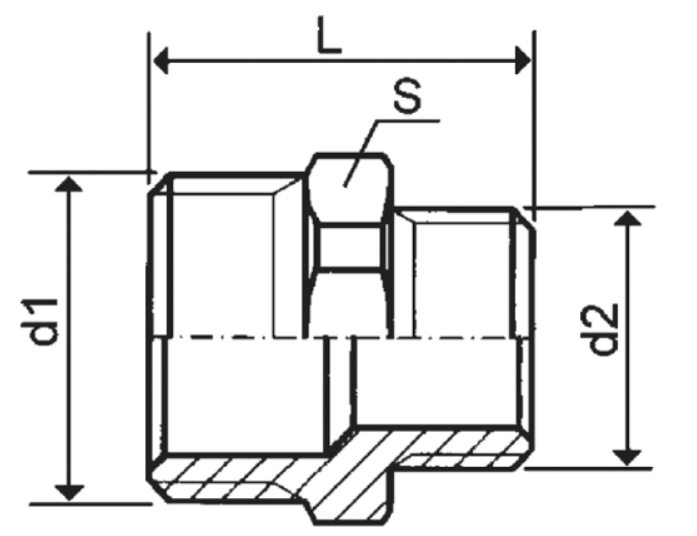 NYPEL REDUKCYJNY 3/8" x 1/2"