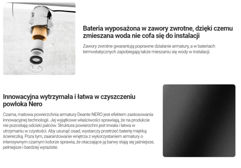 BATERIA NERO ZLEWOZMYWAKOWA Z WYLEWKĄ "U" Z WYCIĄGANĄ SŁUCHAWKĄ