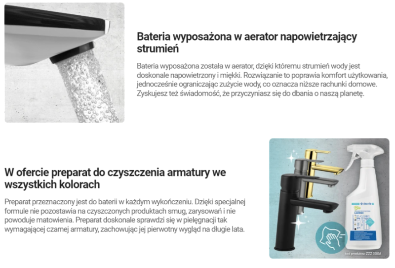 BATERIA NERO ZLEWOZMYWAKOWA Z WYLEWKĄ "U" Z WYCIĄGANĄ SŁUCHAWKĄ