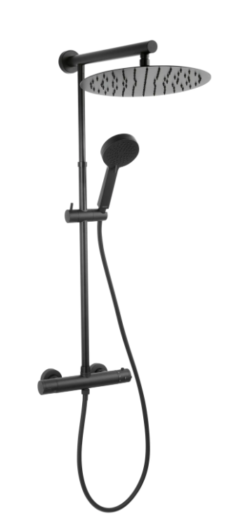 ZESTAW NATRYSKOWY Z BATERIĄ TERMOSTATYCZNĄ TREVI BLACK