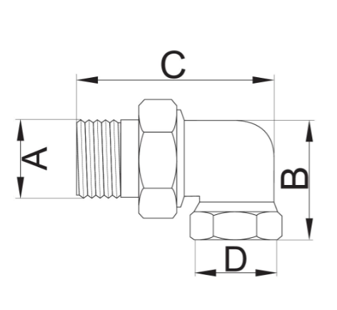 ŚRUBUNEK MOSIĘŻNY KĄTOWY 3/4" Z ORINGIEM