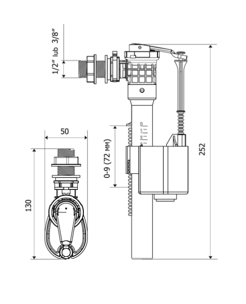 ZAWÓR NAPEŁNIAJĄCY ZN3 3/8" POM