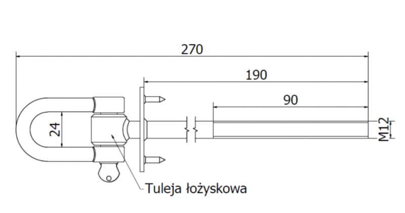 HAK HUŚTAWKOWY Z SZEKLĄ I BOLCEM M12 x 200