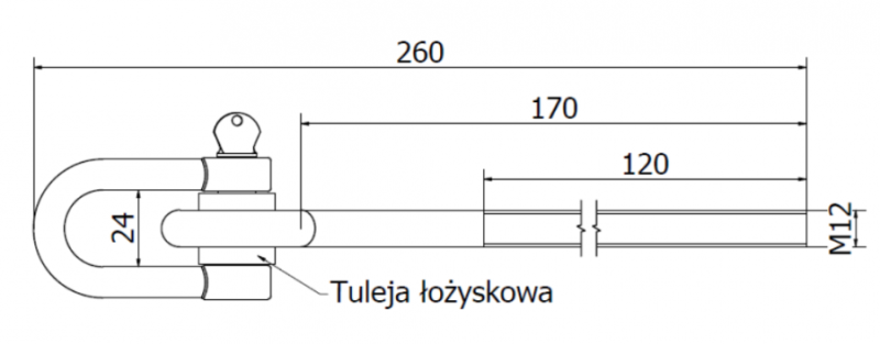 HAK HUŚTAWKOWY Z SZEKLĄ ZAWIJANY M12