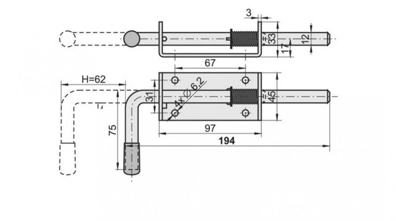 RYGIEL 200MM Z ZACZEPEM
